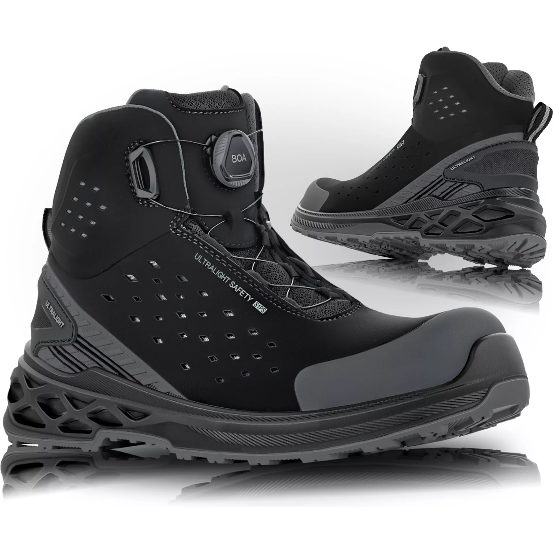 VM Footwear 3660-S1PSBOA, BERLIN Mid BOA Safety Shoes S1P ESD, Black, image 3