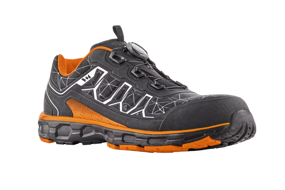 VM Footwear 6335-S1P, LOUISIANA Safety Low Shoes, S1P, Black/Orange, image 1, gallery thumbnail