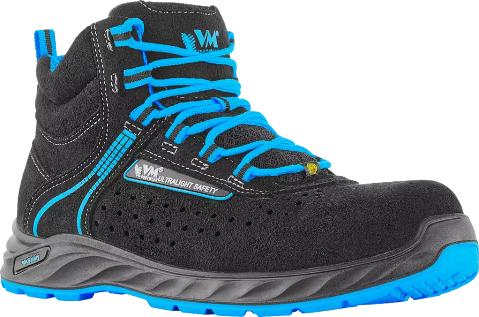VM Footwear 2230-S1PESD, QUEBEC Safety Ankle Shoes, S1P, Black/Blue, image 1, gallery thumbnail