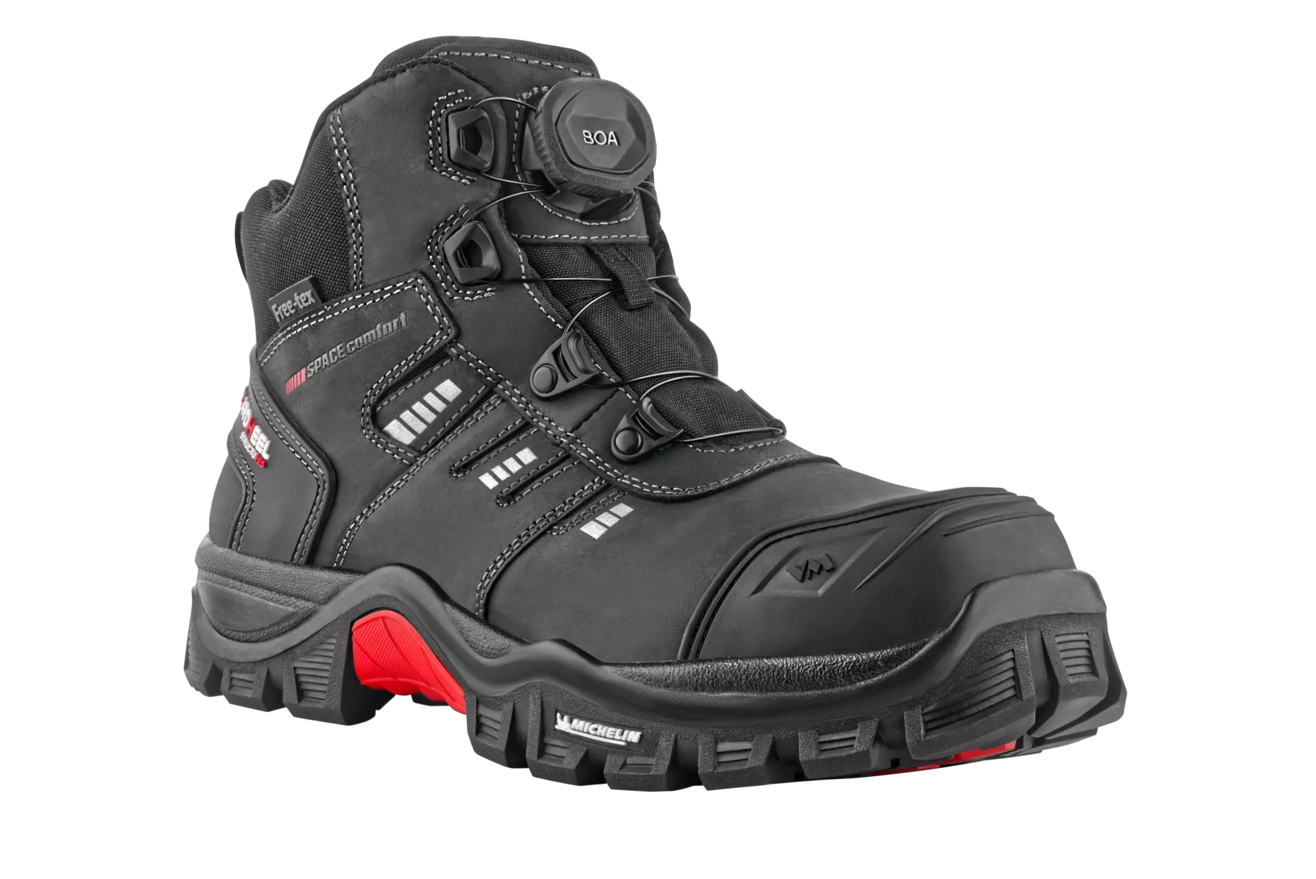 VM Footwear 7130-S3, BUFFALO Sicherheitsknöchelschuhe S3, Schwarz/Rot, image 1