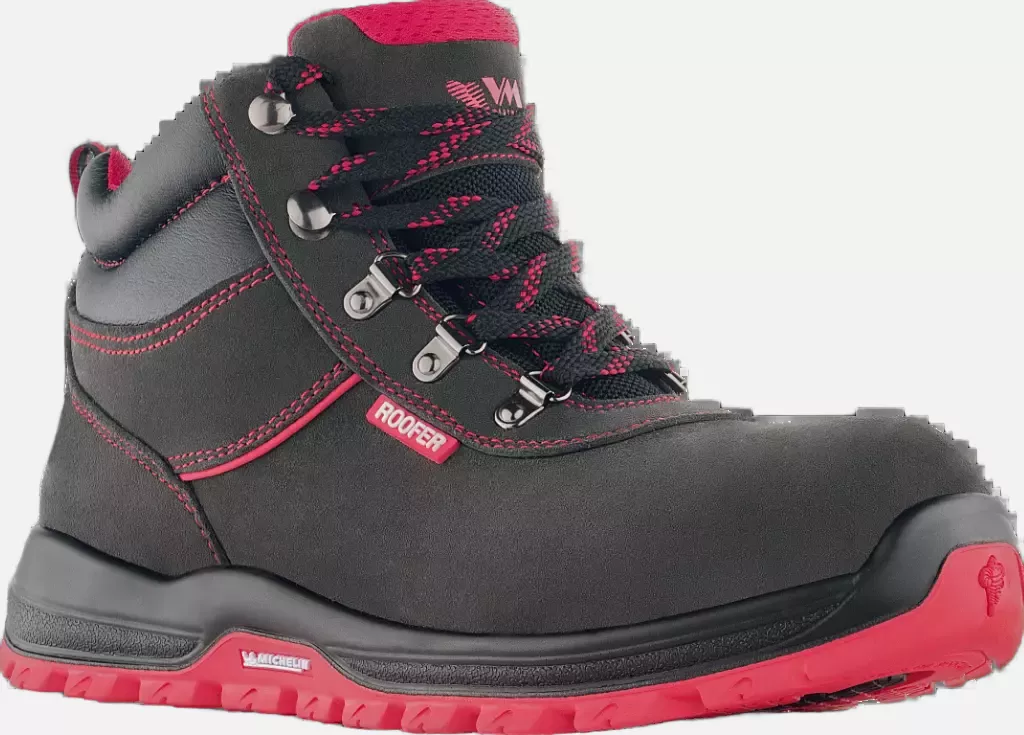 VM Footwear 8190-O1PL, BONN ROOFER Safety Ankle Shoes, O1, Black/Red, image 1