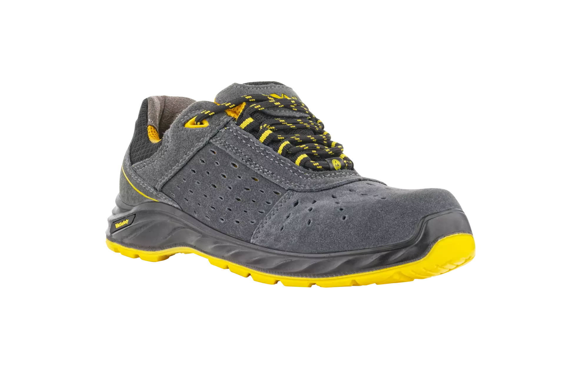 VM Footwear 2175-S1ESD, BARCELONA Safety Low Shoes, S1, Grey/Yellow