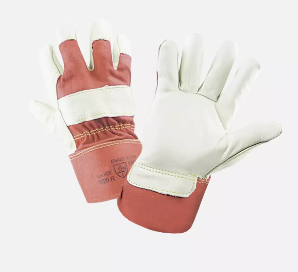 VM Footwear 1020R, Protective Work Gloves, White/Red, image 1, gallery thumbnail