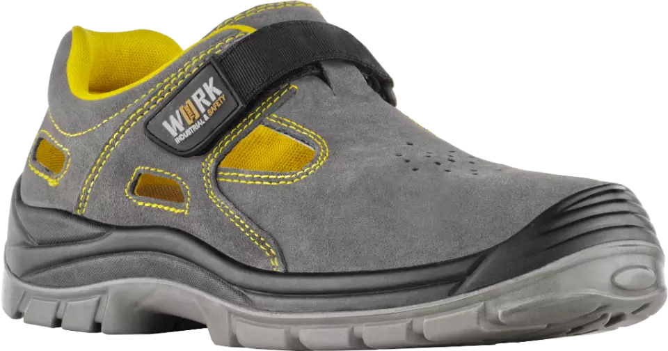 VM Footwear 3345-O1, SPLIT Occupational Sandals, S1, Gray/Yellow, image 1, gallery thumbnail