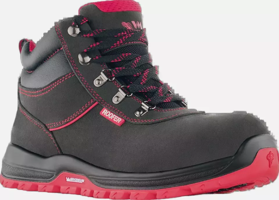 VM Footwear 8190-O1PL, BONN ROOFER Safety Ankle Shoes, O1, Black/Red, image 1, gallery thumbnail