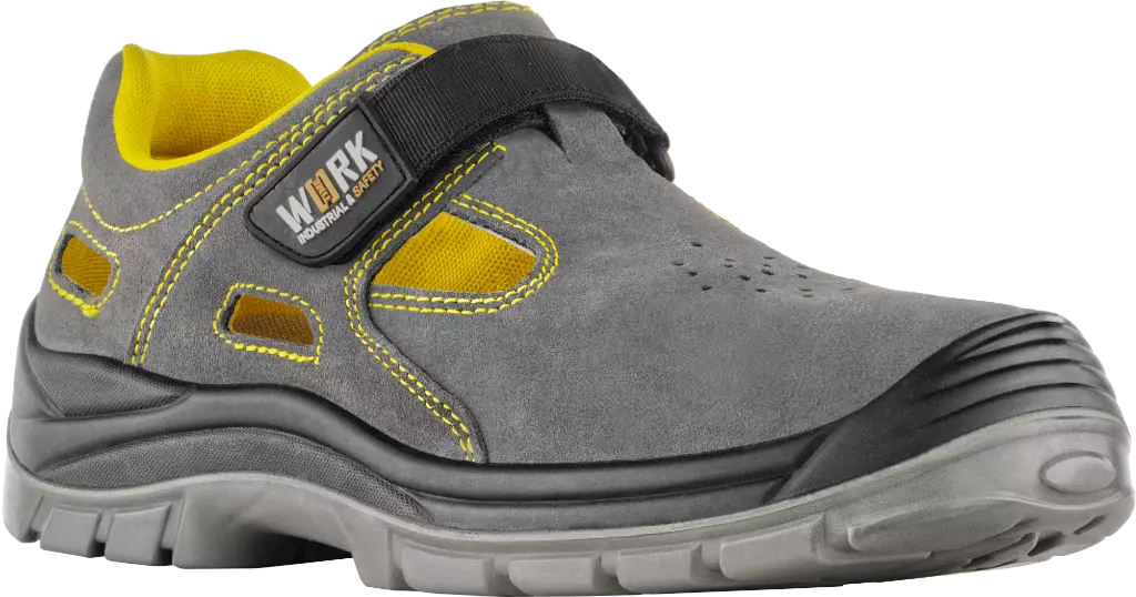VM Footwear 3345-S1, SPLIT Safety Sandals, S1, Gray/Yellow, image 1