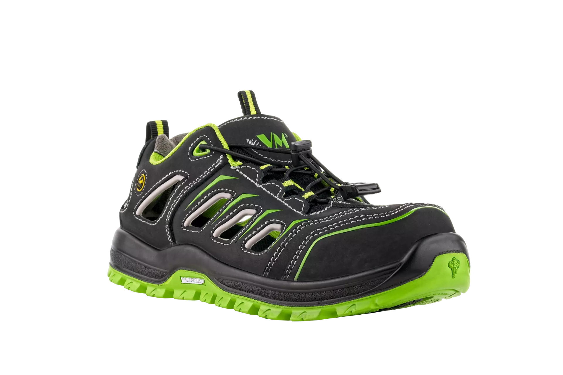 VM Footwear 8115-S1PLESD, VANCOUVER Safety Sandals, S1P, Black/Lime, image 1