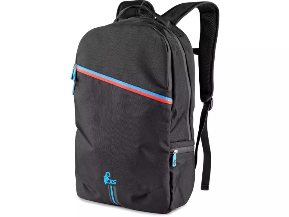 CXS 6110-112-800-00, Leonis Backpack, Black with Blue/Red Accessories, image 1, gallery thumbnail