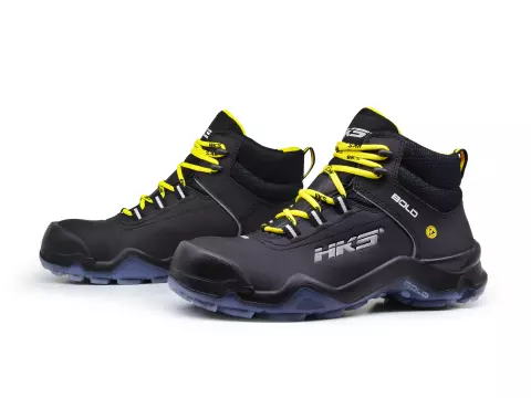  802838, HKS Bold Drive 1 VTP Halbhoher Stiefel S3, Schwarz/Gelb