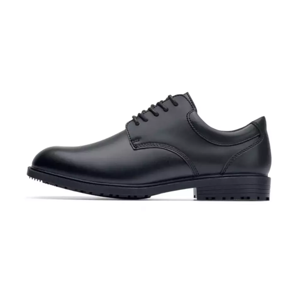 Shoes For Crews 20321, CAMBRIDGE III Slip Resistant Black Leather Men's Dress Shoe for Work, image 2, gallery thumbnail