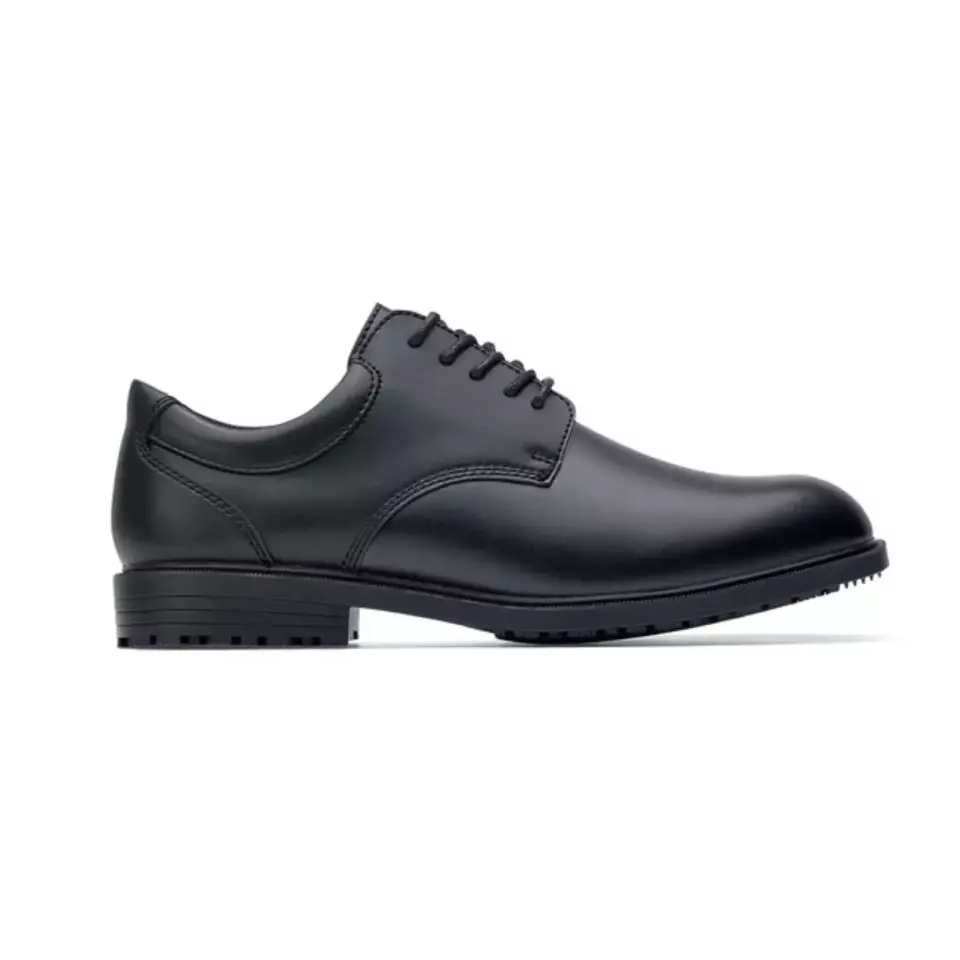 Shoes For Crews 20321, CAMBRIDGE III Slip Resistant Black Leather Men's Dress Shoe for Work, image 1, gallery thumbnail