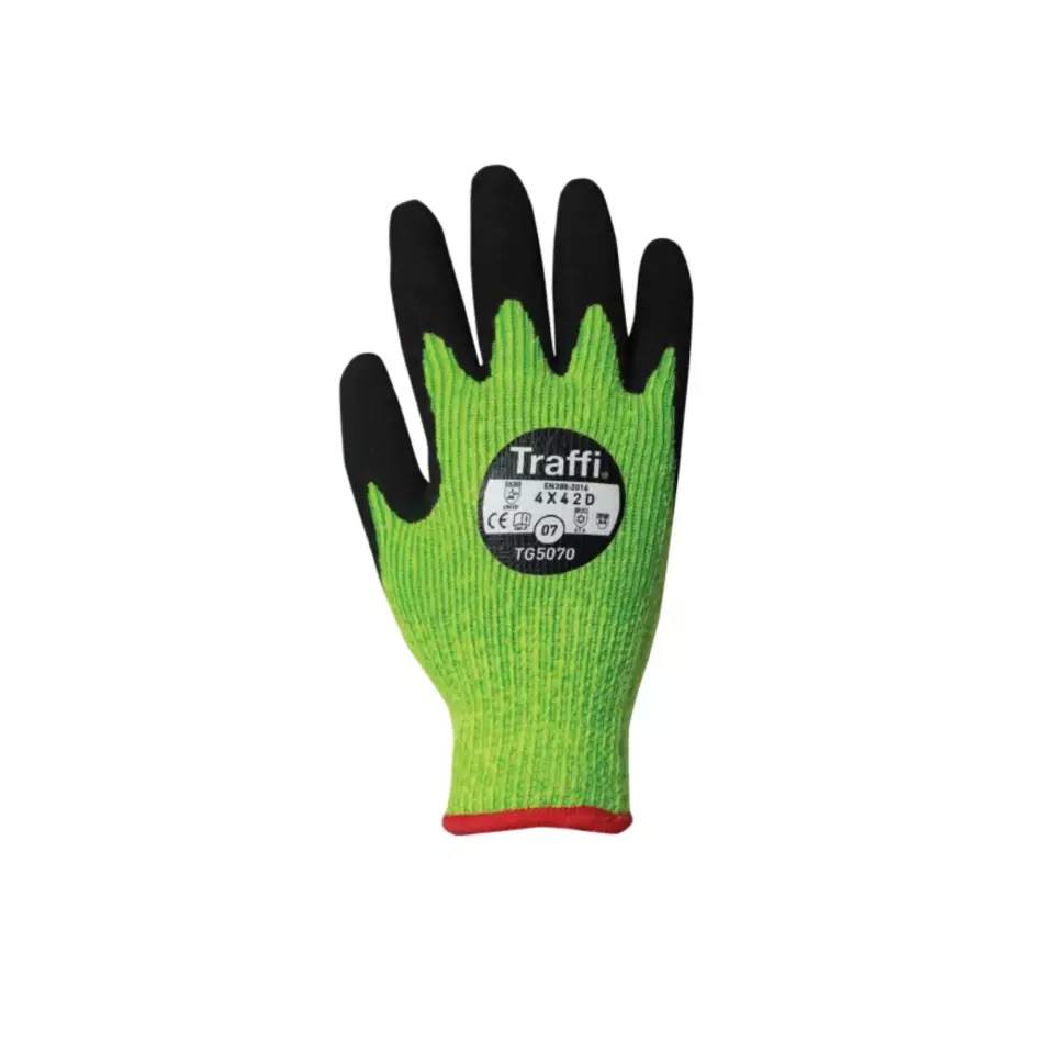 Traffi 5070, X-DURA THERMAL LATEX Cut Level D Safety Glove, image 1, gallery thumbnail