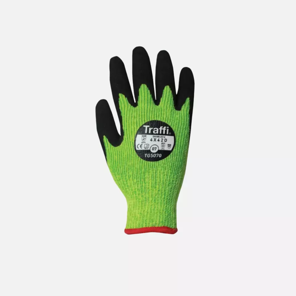 Traffi 5070, X-DURA THERMAL LATEX Cut Level D Safety Glove, image 1, gallery thumbnail