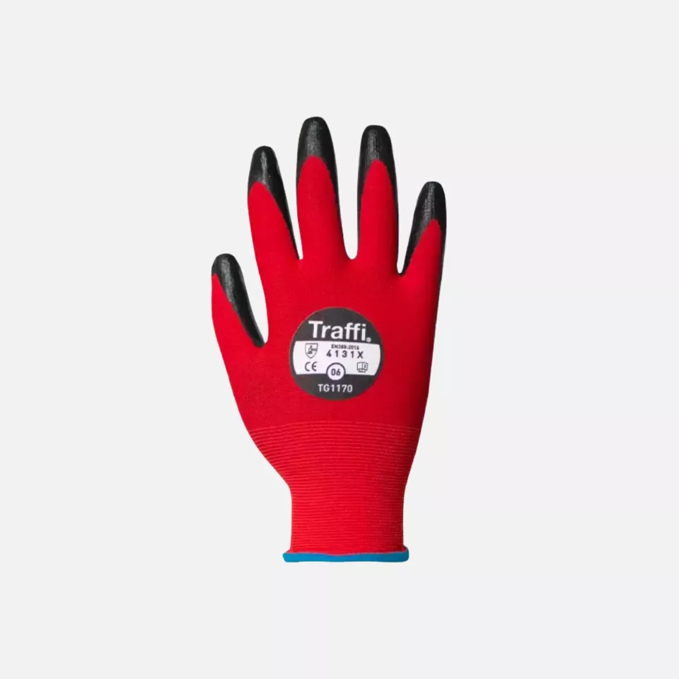 Traffi 1170, X-DURA Flat Nitrile Cut Level 1 Safety Glove, image 1, gallery thumbnail