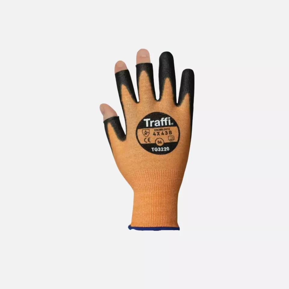 Traffi 3220, X-DURA 3 DIGIT PU Cut Level B Safety Glove, image 1, gallery thumbnail