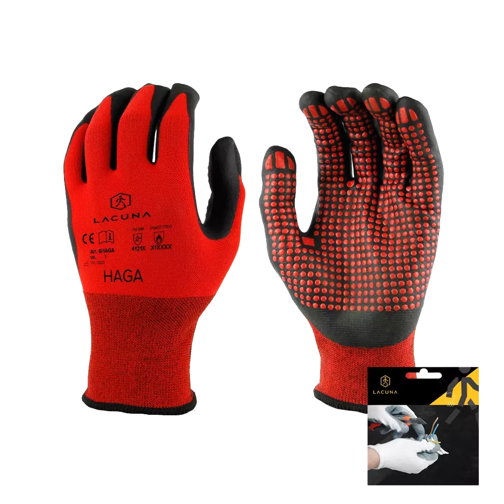 Lacuna 6HAGARDWT-07, HAGA Nitryle coated glove red, image 1