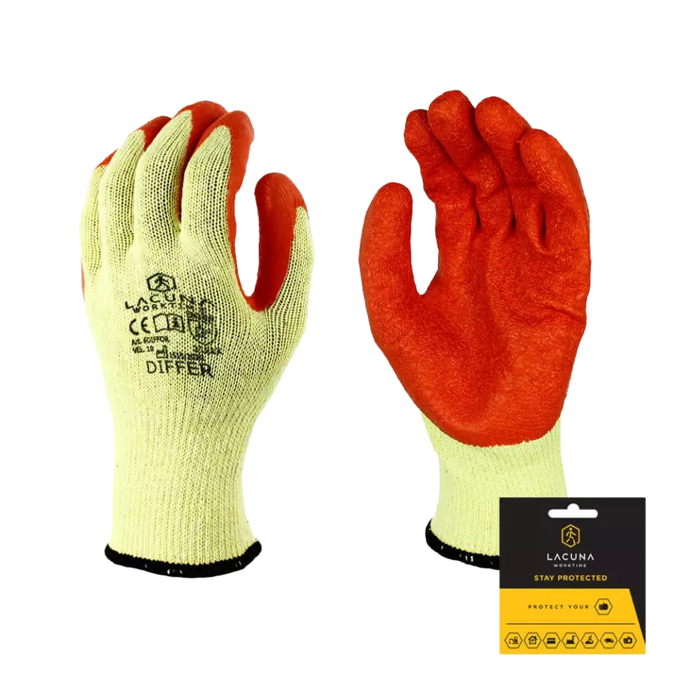 Lacuna 6DIFFORWT-10, DIFFER Glove with orange latex coating, size 10, image 1, gallery thumbnail