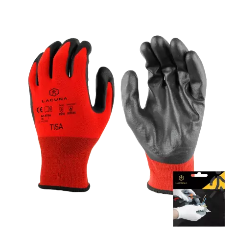 Lacuna TISA Nitryle coated glove red