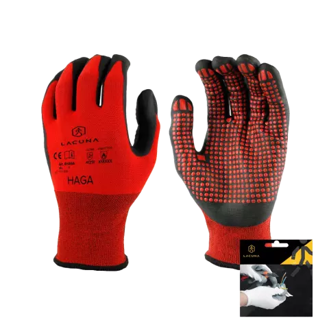 Lacuna HAGA Nitryle coated glove red