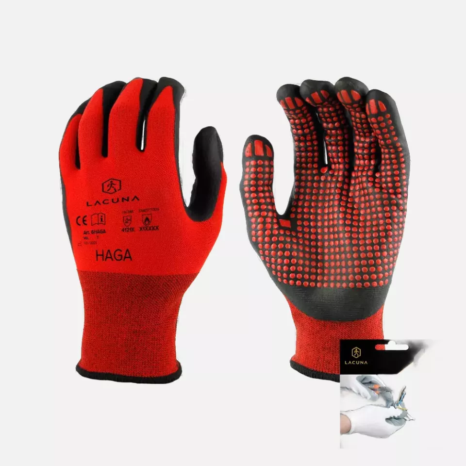 Lacuna 6HAGARDWT-07, HAGA Nitryle coated glove red, image 1, gallery thumbnail
