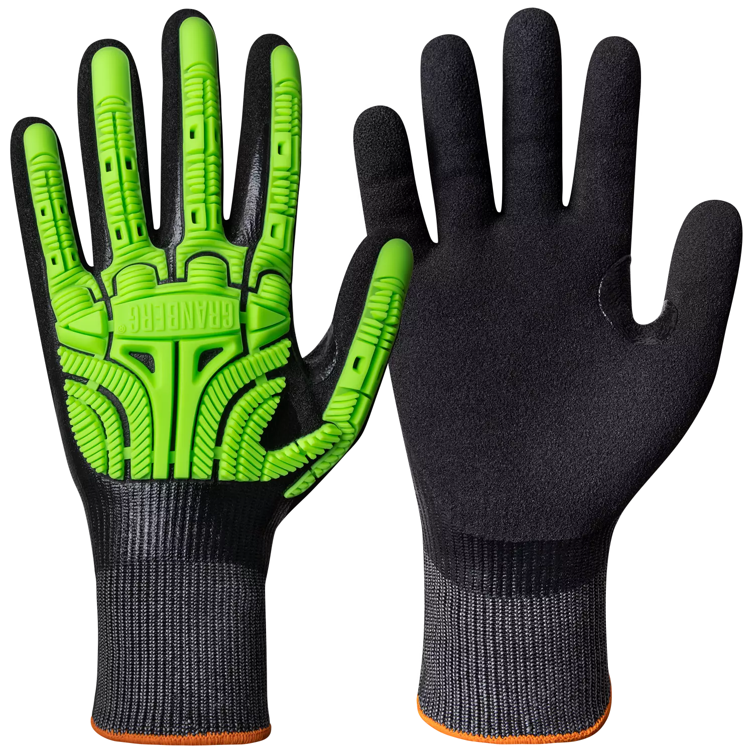 Granberg 115-5503, Cut-Resistant Gloves with Impact Protection, Black/Green, image 1