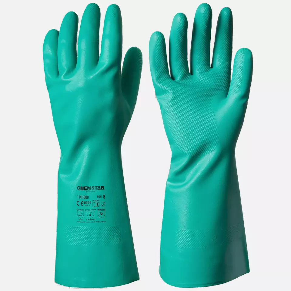 Granberg 114-1000, Nitrile Chemical Resistant Gloves, Green, image 1, gallery thumbnail