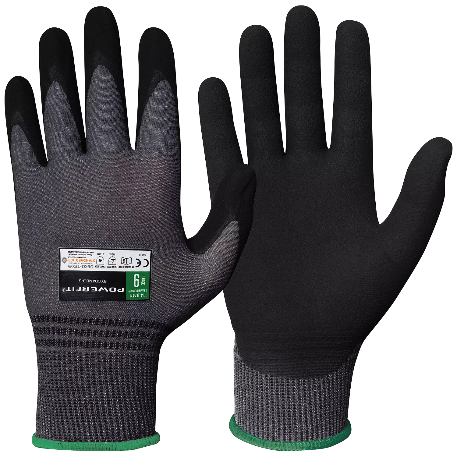 Granberg 114-0744, Touchscreen Compatible Assembly Gloves, Black/Grey, image 1