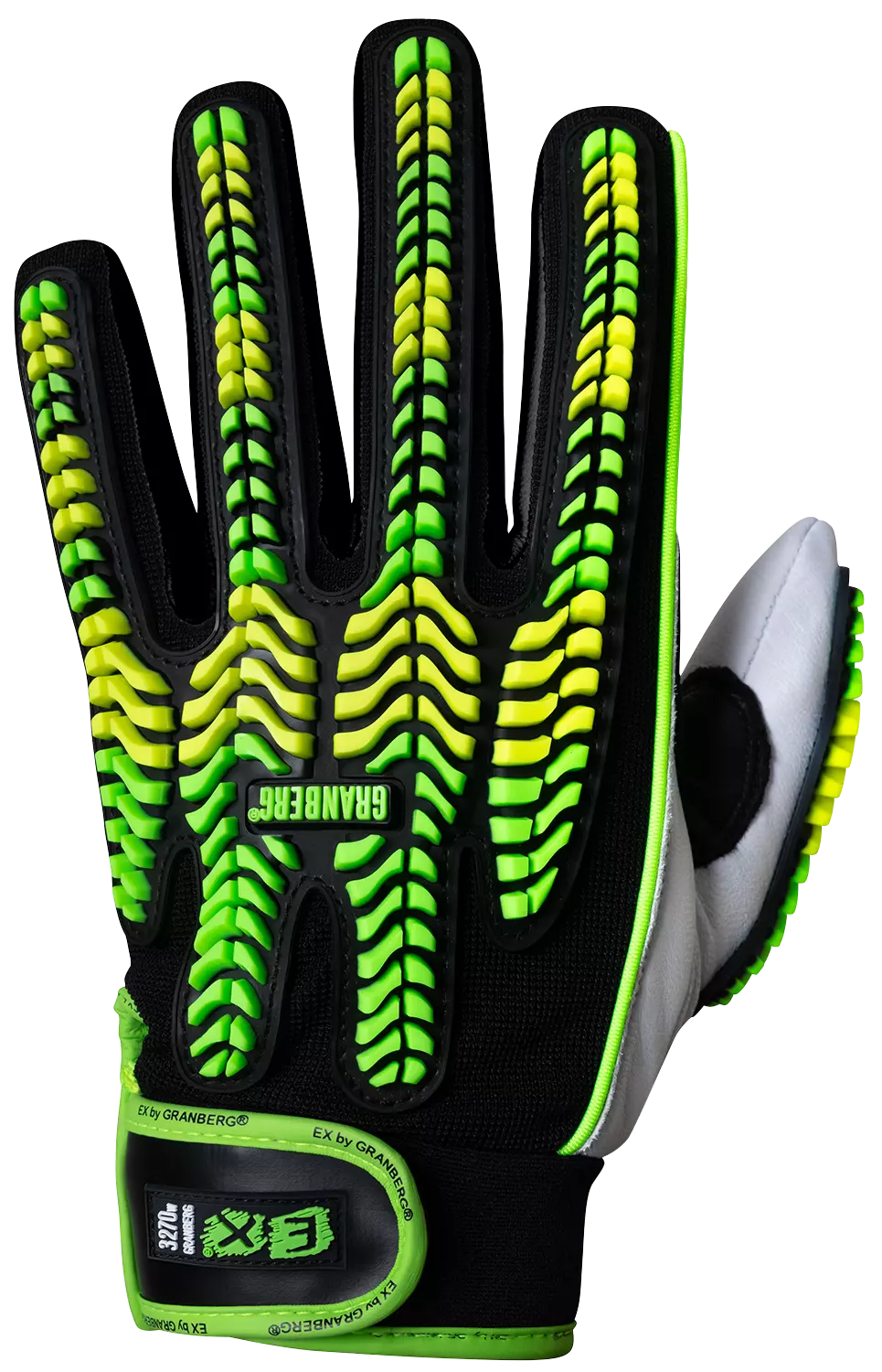 Granberg 115-3270W, EX® Cut, Impact, and Water-Resistant Winter Gloves, Black/Green/White, image 1, gallery thumbnail