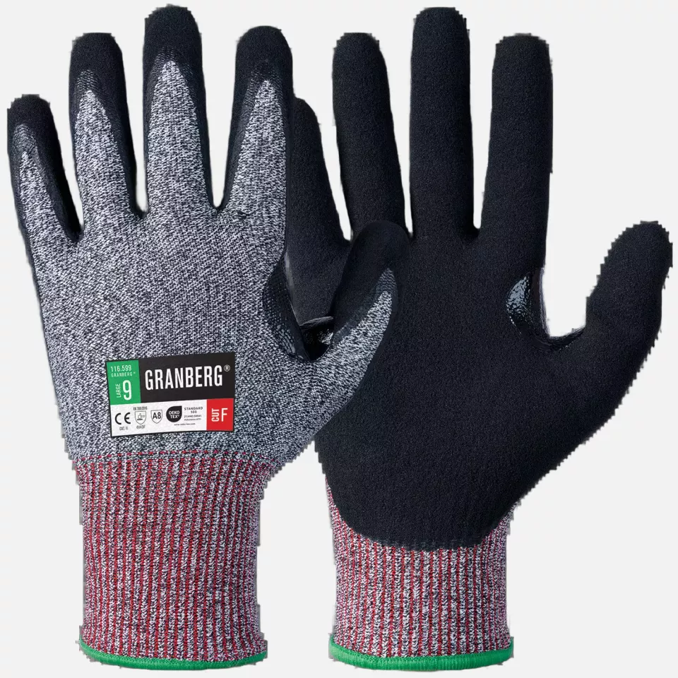 Granberg 116-599, Cut Resistant Gloves, Black/Grey, image 1, gallery thumbnail