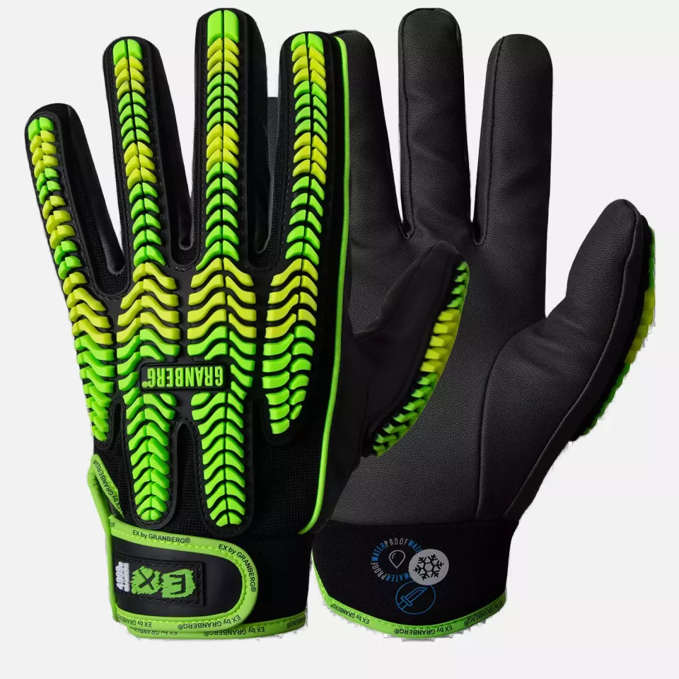 Granberg 115-4999W, EX® Cut-, Impact-, and Water-Resistant Winter Gloves, Black/Green, image 1, gallery thumbnail