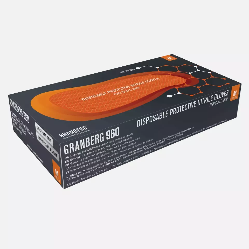 Granberg 114-960, Single-Use Chemical Resistant Gloves, Orange, image 2, gallery thumbnail