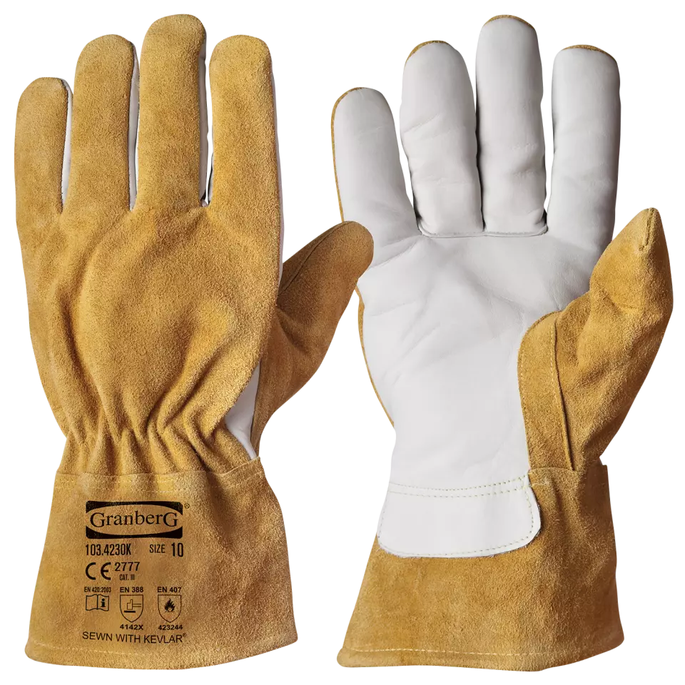 Granberg 103-4230K, Heat Resistant Gloves, Brown/White, image 1, gallery thumbnail