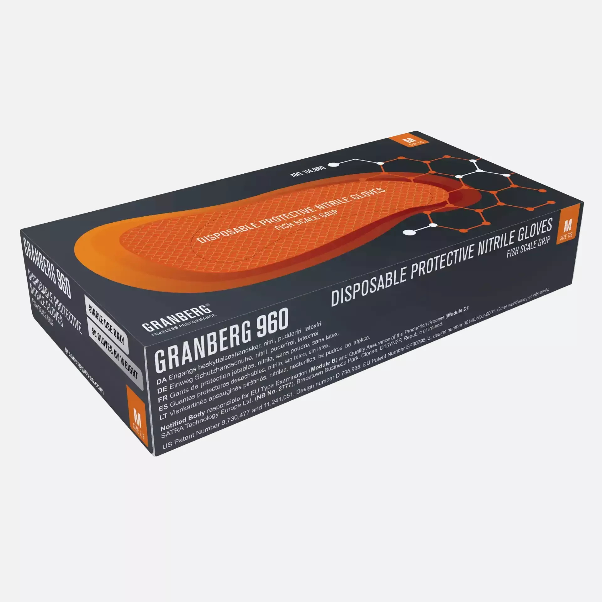 Granberg 114-960, Single-Use Chemical Resistant Gloves, Orange, image 2