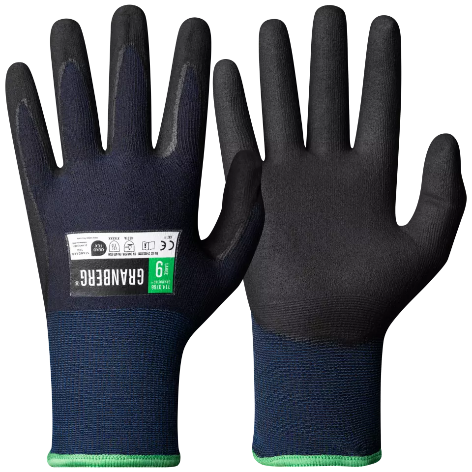 Granberg 114-0766, Touchscreen Compatible Assembly Gloves, Black/Blue, image 1, gallery thumbnail