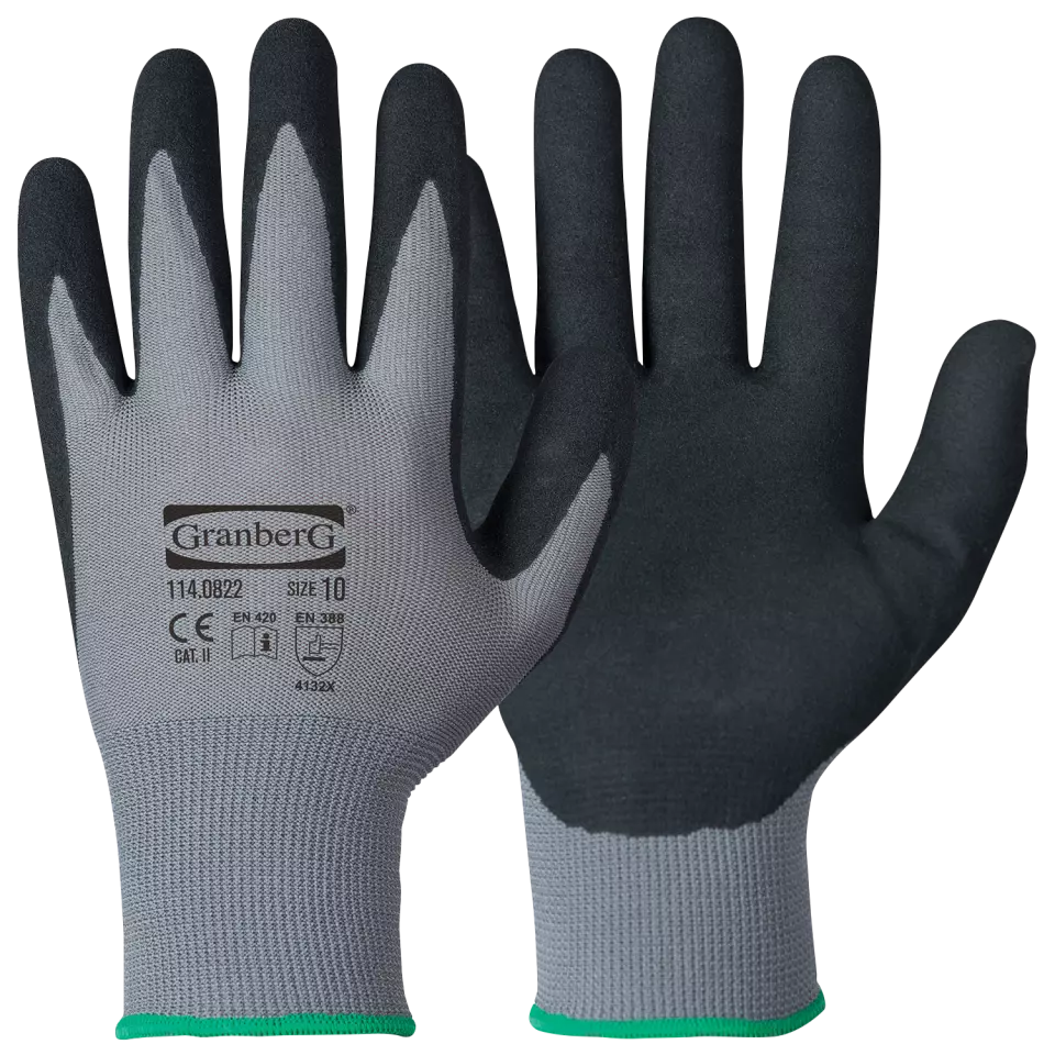 Granberg 114-0822, Assembly Gloves, Black/Grey, image 1, gallery thumbnail