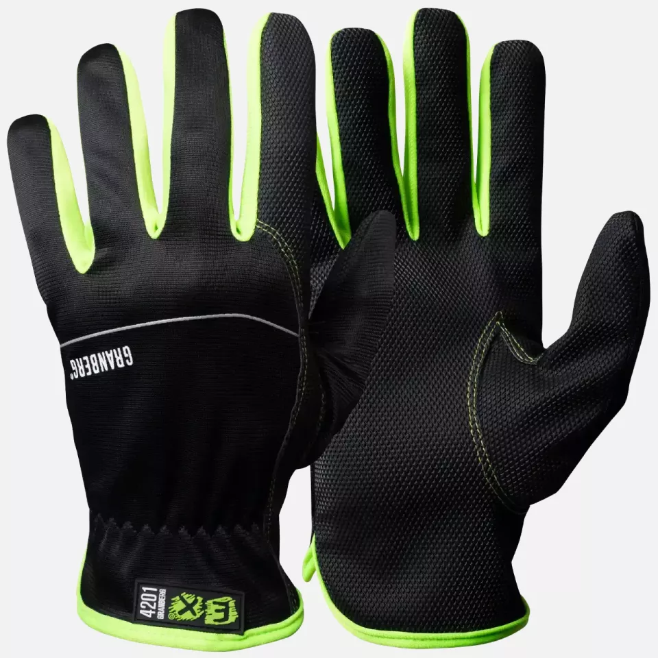 Granberg 107-4201, EX® Touchscreen Compatible Assembly gloves, Black/Green, image 1, gallery thumbnail