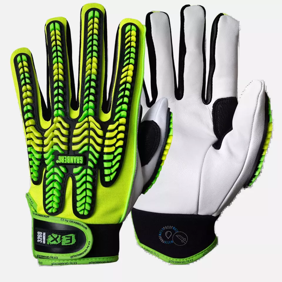 Granberg 115-3260, EX® Cut-, Impact- and Water-Resistant Gloves, Green/White, image 1, gallery thumbnail