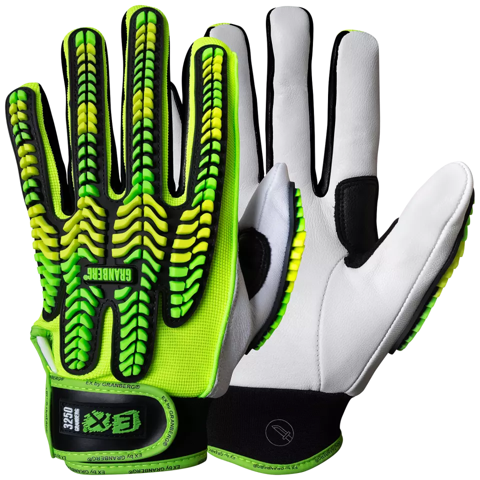 Granberg 115-3250, EX® Cut- and Impact-Resistant Gloves, Green/White, image 1, gallery thumbnail