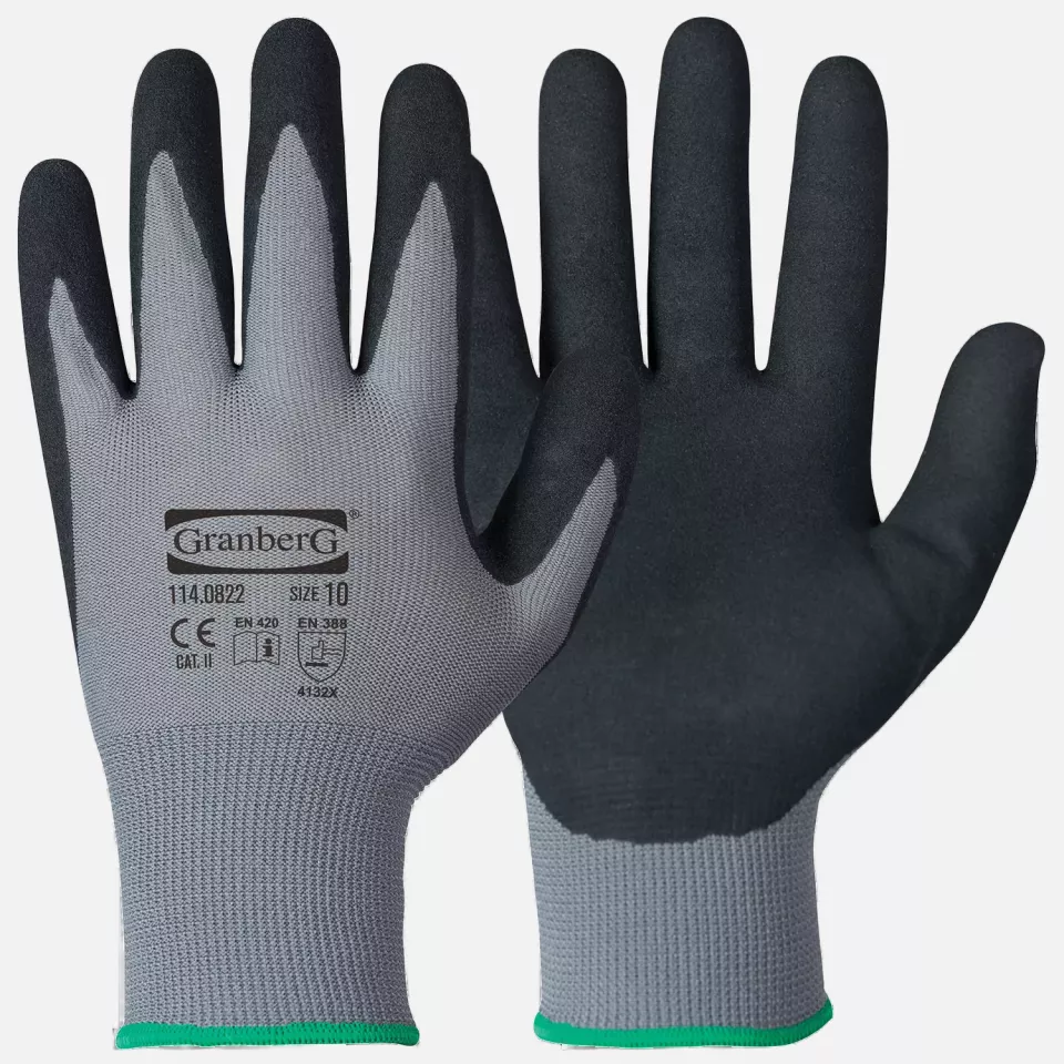 Granberg 114-0822, Assembly Gloves, Black/Grey, image 1, gallery thumbnail