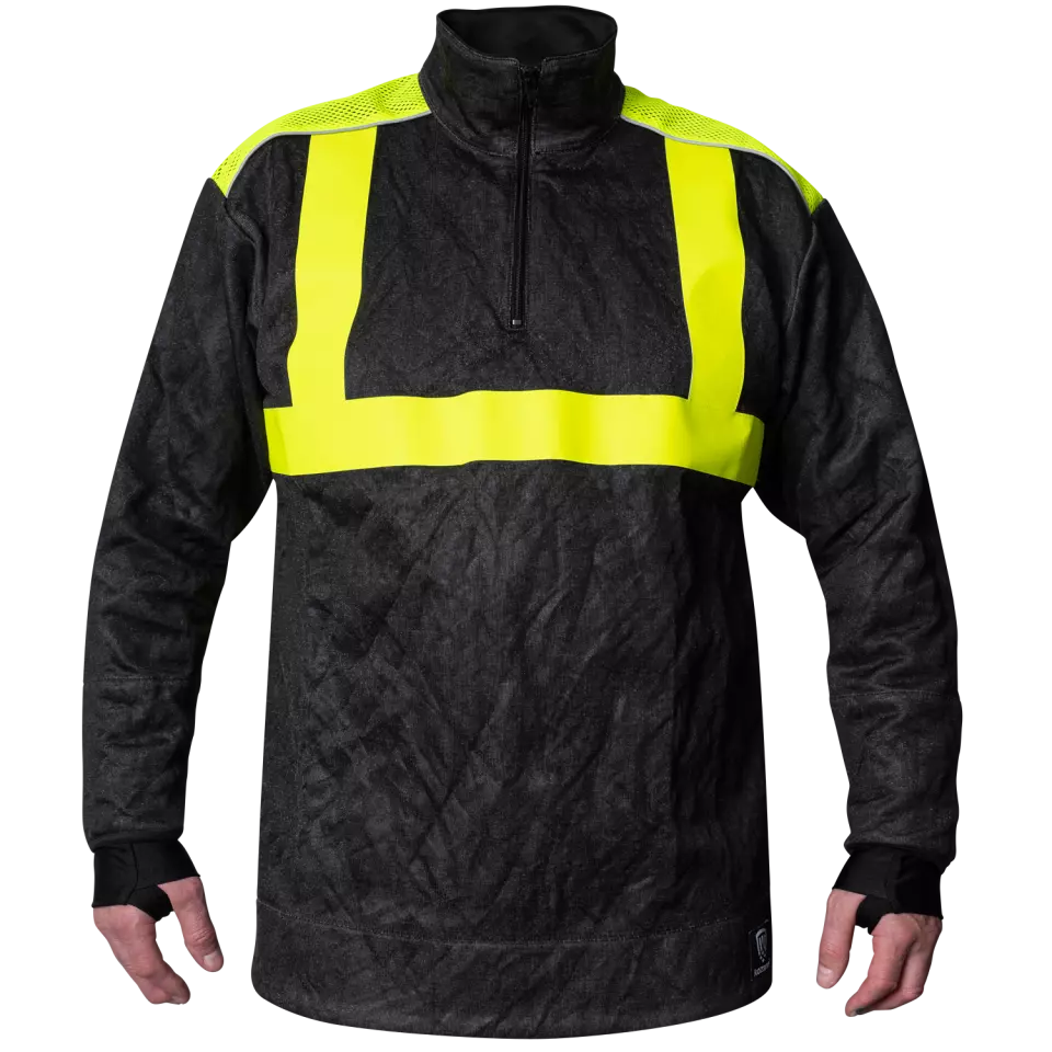 Kozane 707-19, Cut-Resistant Hi-Vis Sweater, Black/Fluorescent yellow, image 1, gallery thumbnail