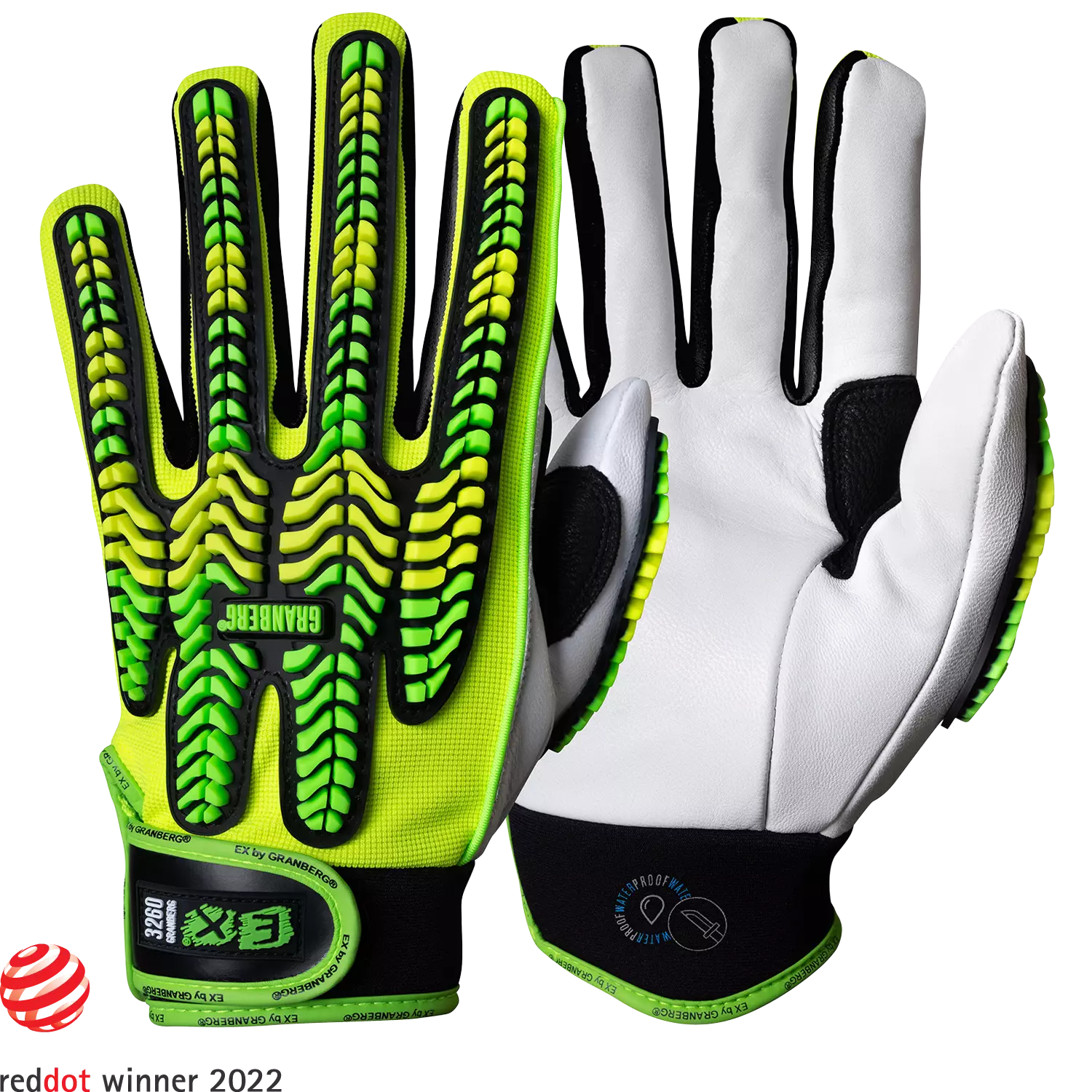 Granberg 115-3260, EX® Cut-, Impact- and Water-Resistant Gloves, Green/White, image 1