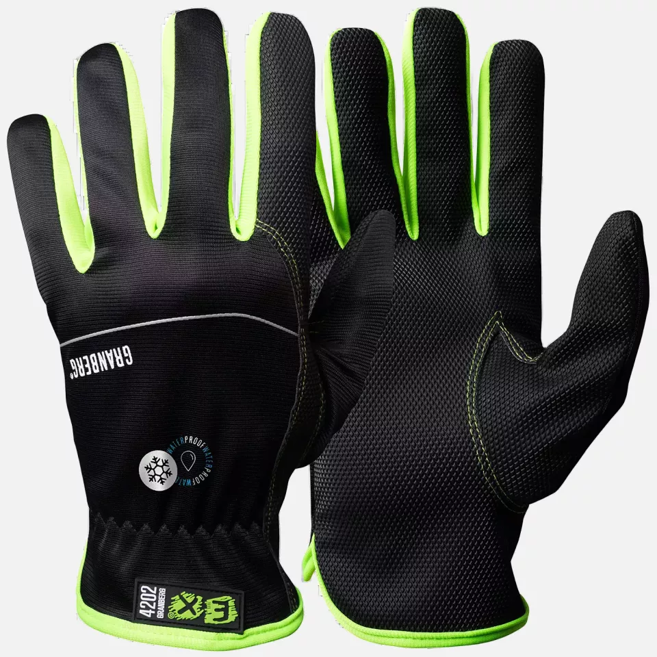 Granberg 107-4202, EX® Touchscreen Compatible Assembly Winter gloves, Black/Green, image 1, gallery thumbnail