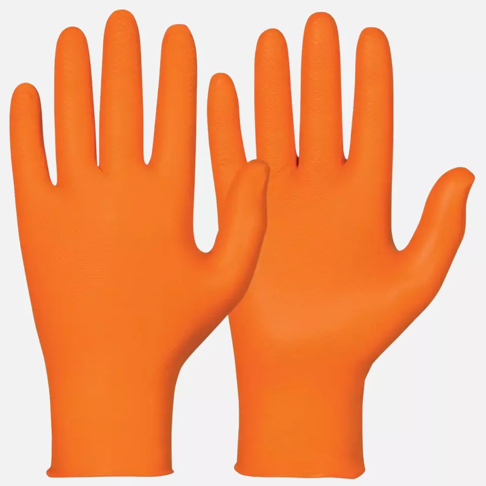 Granberg 114-960, Single-Use Chemical Resistant Gloves, Orange, image 1, gallery thumbnail