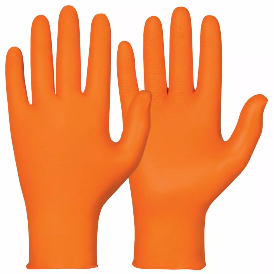 Granberg 114-960, Single-Use Chemical Resistant Gloves, Orange, image 1, gallery thumbnail