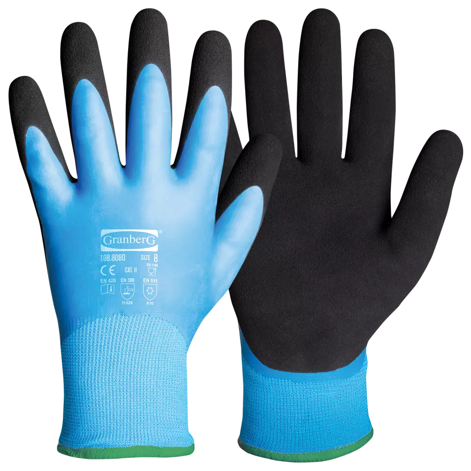 Granberg 108-8080, Assembly Winter Gloves, Black/Blue, image 1, gallery thumbnail