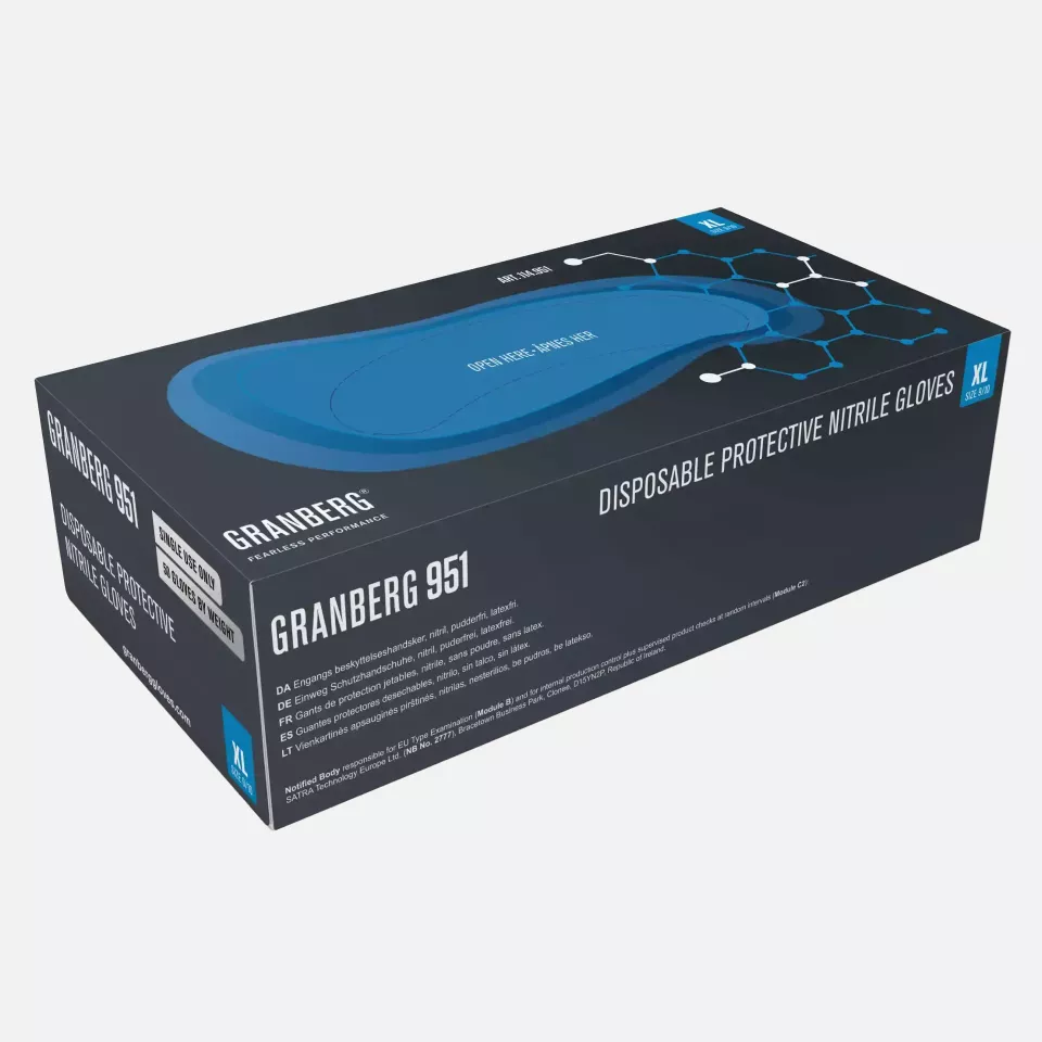 Granberg 114-951, Single-Use Chemical-resistant Gloves, Blue, image 2, gallery thumbnail