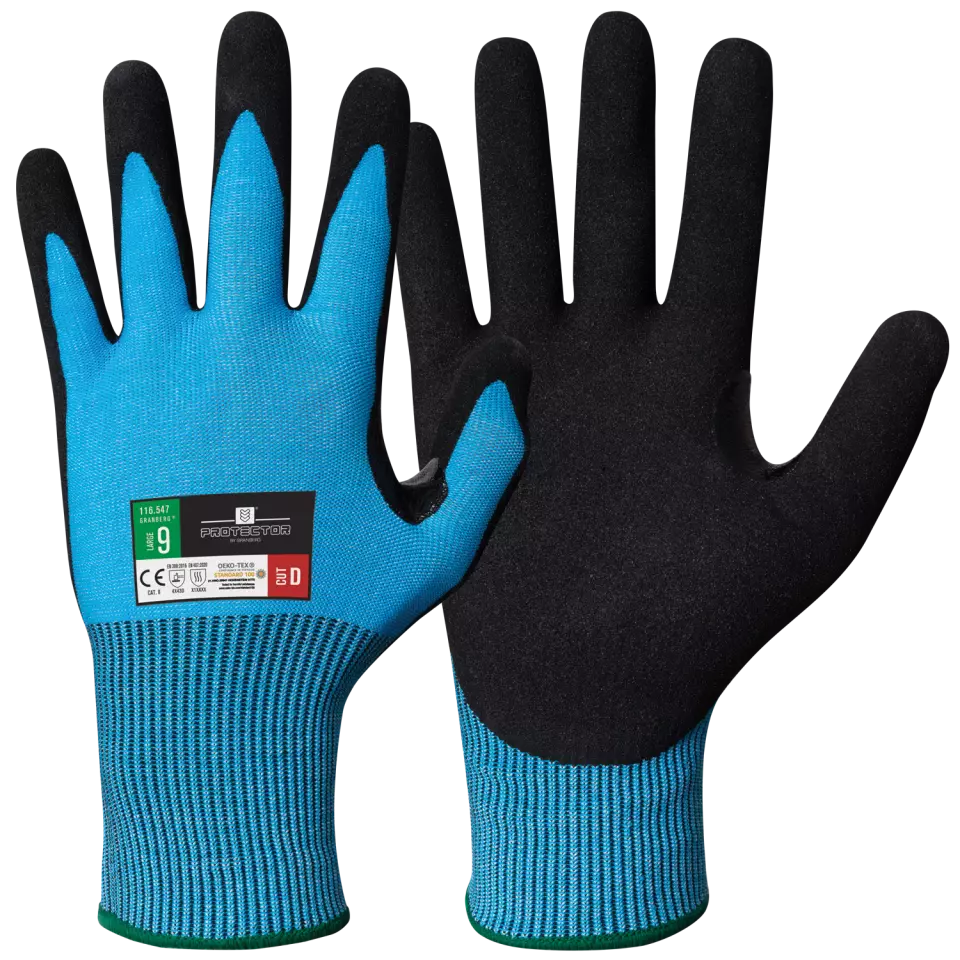 Granberg 116-547, Cut-Resistant Gloves, Black/Blue, image 1, gallery thumbnail