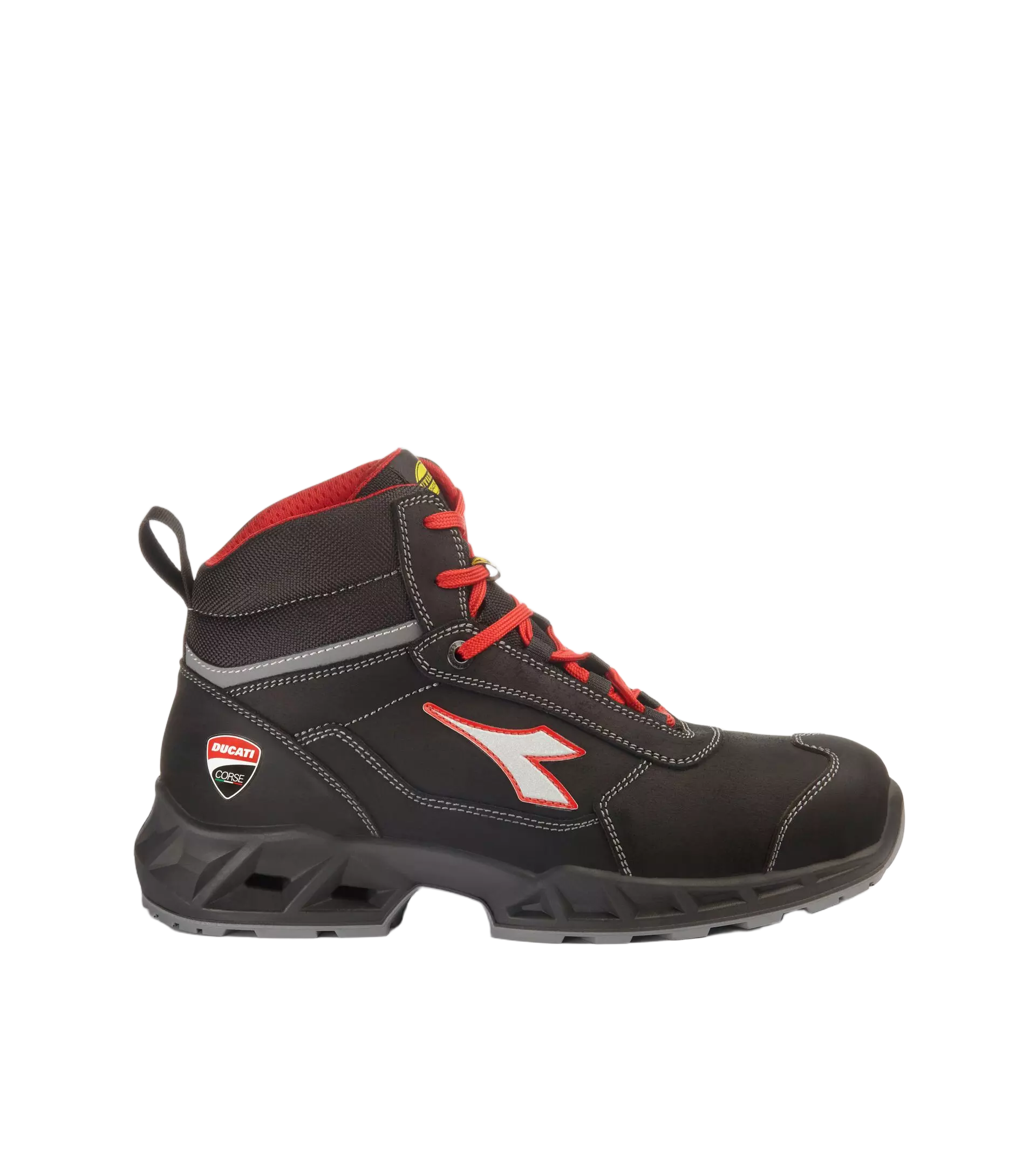 Diadora 701-181227-C1462, SHARK ENGINE MID S3S FO SR ESD Work Safety Shoes Black/Red