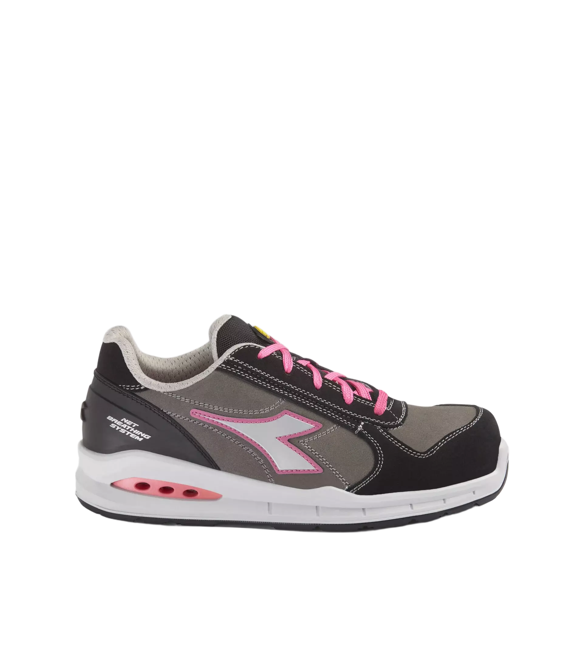 Diadora 701-181148-D0447, RUN NET AB LOW S3S FO SR Turvajalkineet savunharmaa/hopea/shokkipinkki
