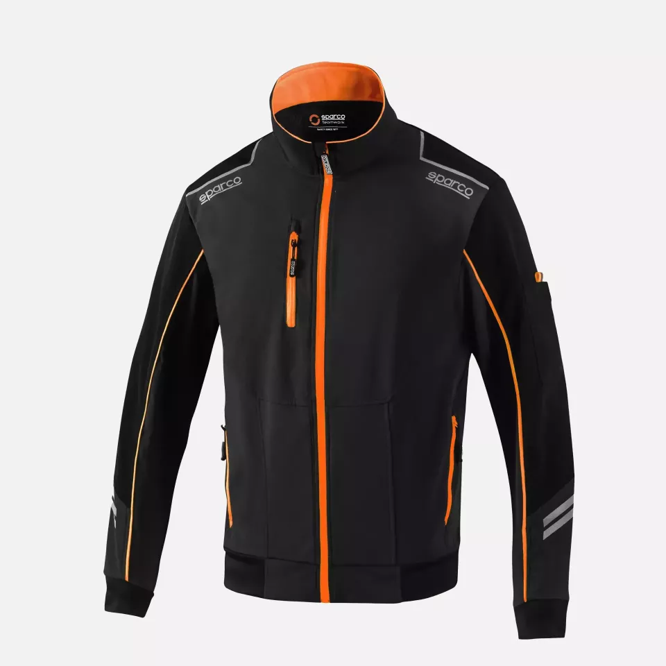 Sparco 02413NRAF, Austin Tech Softshell Jacket, Black/Orange, image 1, gallery thumbnail
